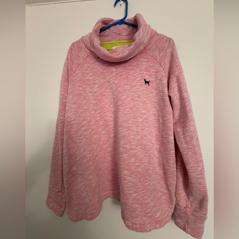 The Black Dog Sweatshirt Womens XL Pink Cowl Neck Acid Wash Pullover Pockets